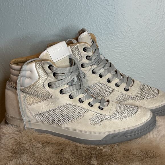 Tod’s high-top sneakers Creamy‎ White Suede Mesh Men’s 6.5 main image 13